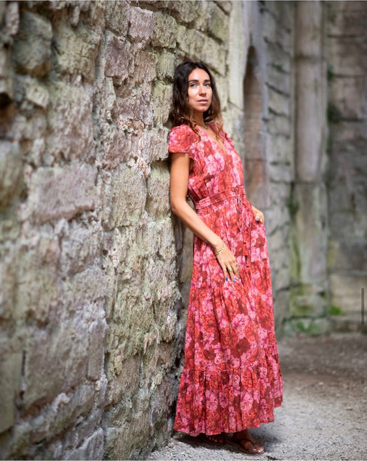 Coconut Milk, Carina Dress - Red/Pink Flower