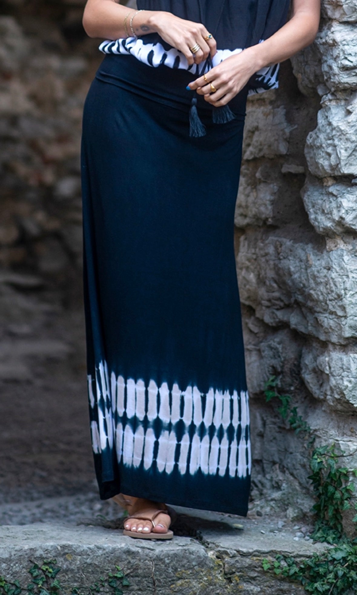 Coconut Milk, Trikåkjol - Tie Dye Black/White