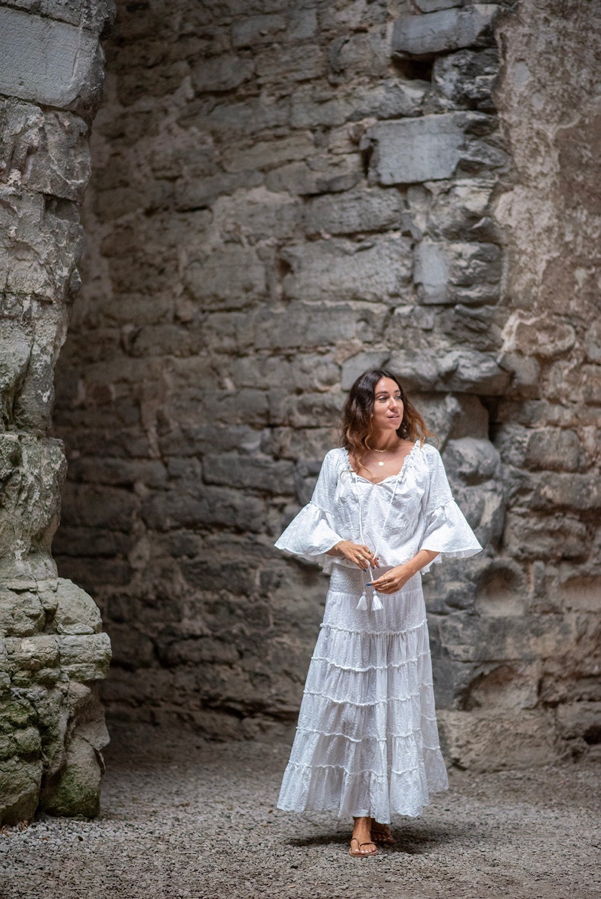 Coconut Milk, Aline Skirt - White Embroidery