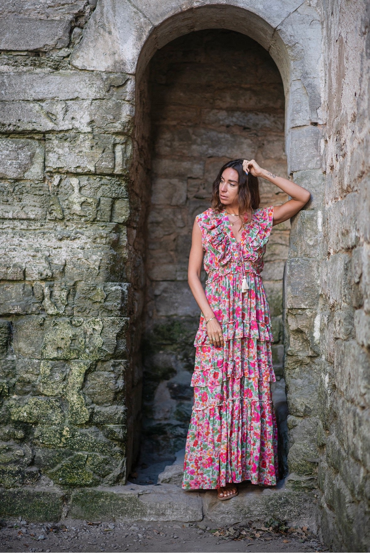Coconut Milk, Pina Maxi Dress - Red/Pink/Green