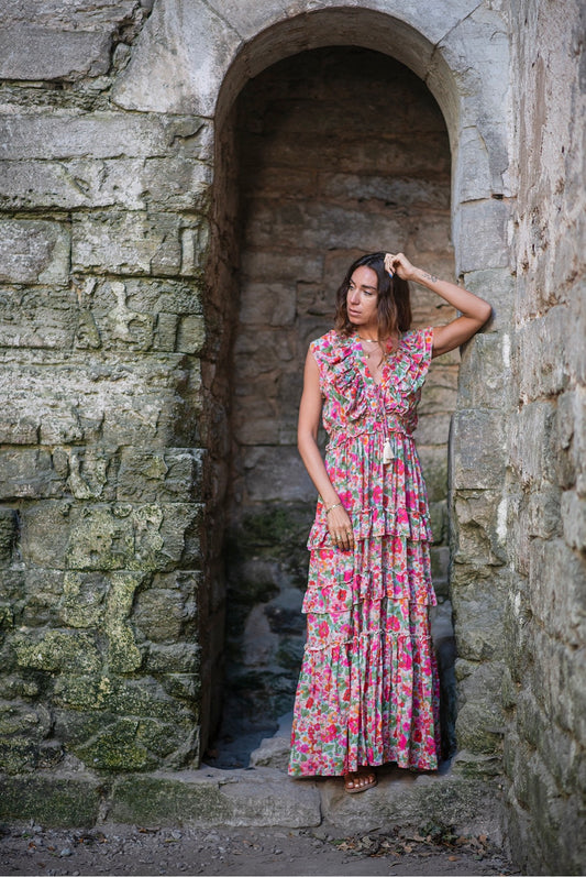 Coconut Milk, Pina Maxi Dress - Red/Pink/Green