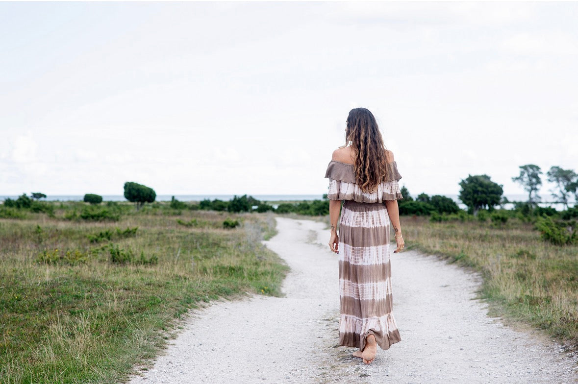 Coconut Milk, Bamboo Dress - Taupe/White