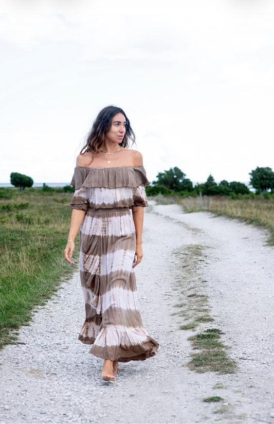 Coconut Milk, Bamboo Dress - Taupe/White