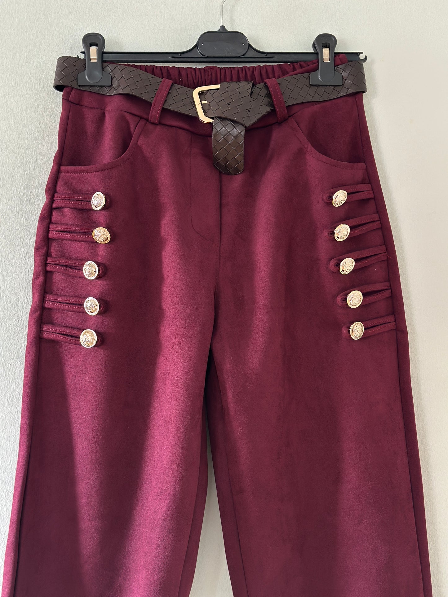 Byxa med guldknappar och resår i midjan - Svart/Brun/Kaki/Camel/Burgundy