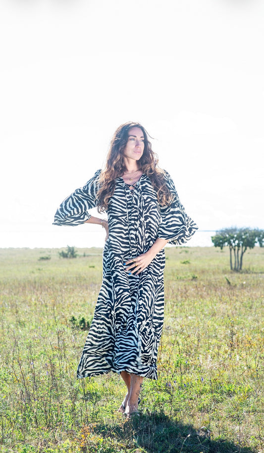 Coconut Milk, Tikka Dress - Zebra Cream/Black