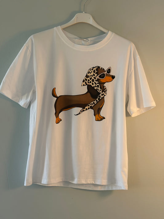 T-shirt ”Tax” med halvlång ärm - Vit/Svart