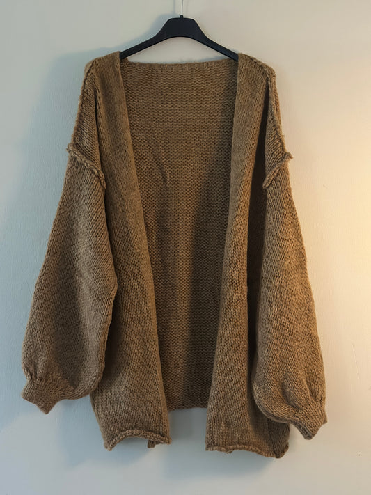 Stickad tröja ”Nora” - Camel/Kaki