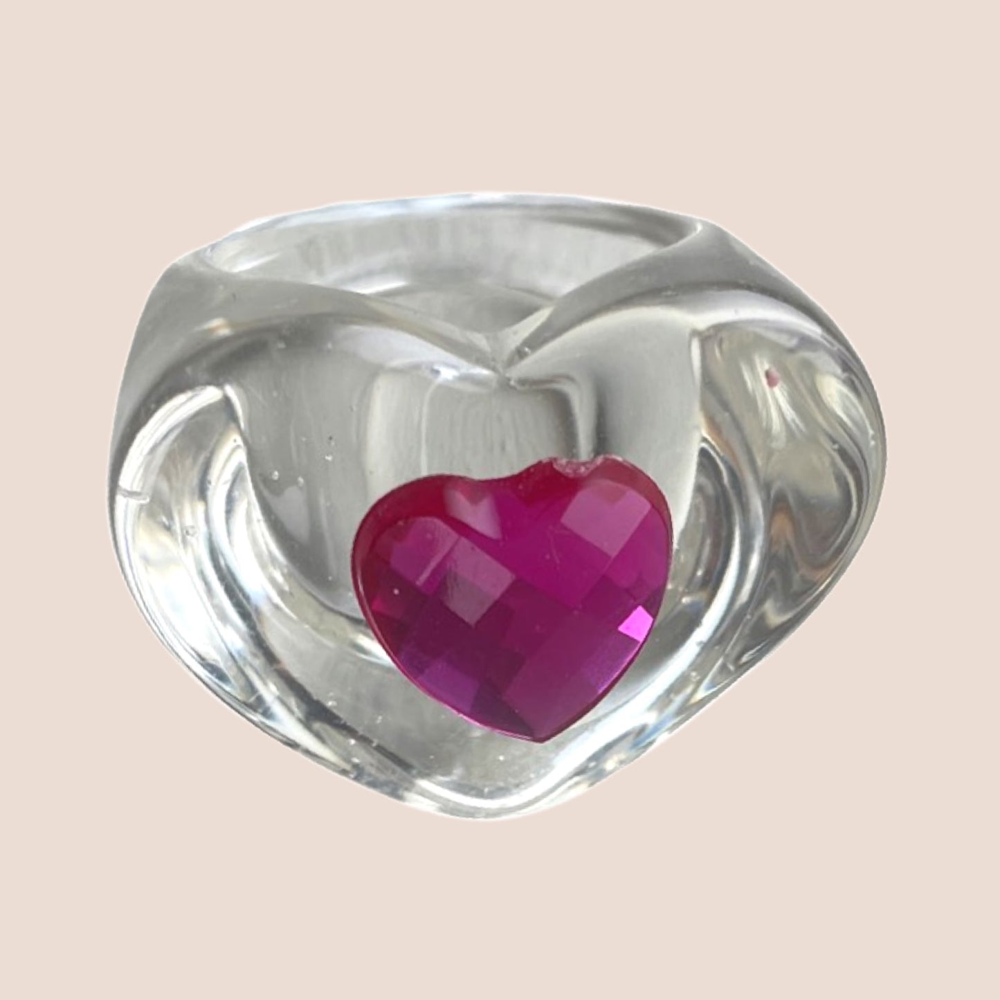Plastringar - Transparent hjärta - Grön/Rosa
